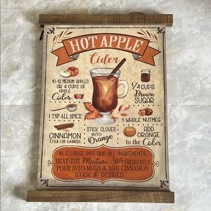Rustic Hot Apple Cider Recipe Wall Art
